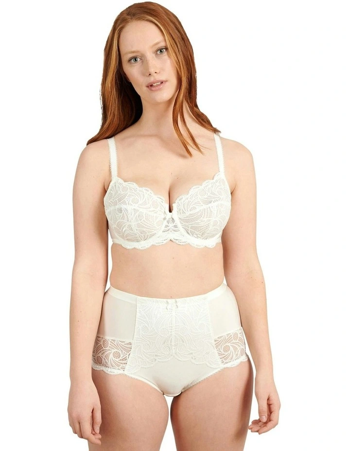 Ariane Lace & Microfiber High Waist Brief in Ivory image 4