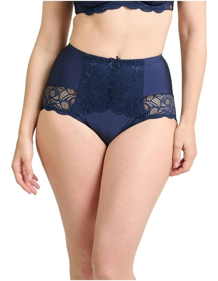 Ariane Lace And Microfiber High Waist Brief in Marine Blue image 1