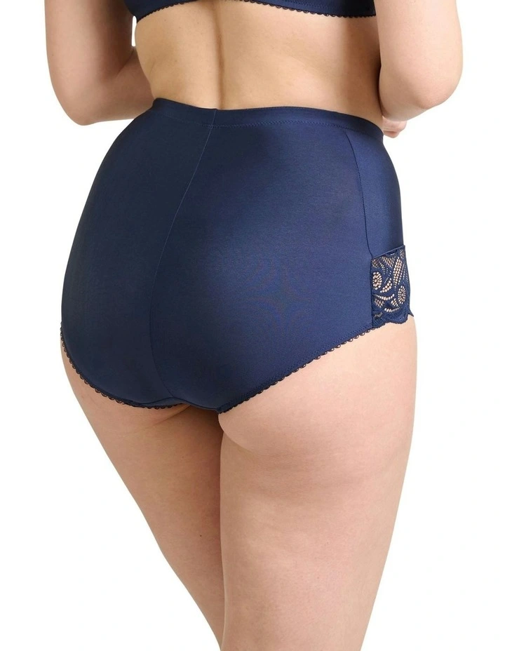 Ariane Lace And Microfiber High Waist Brief in Marine Blue image 2