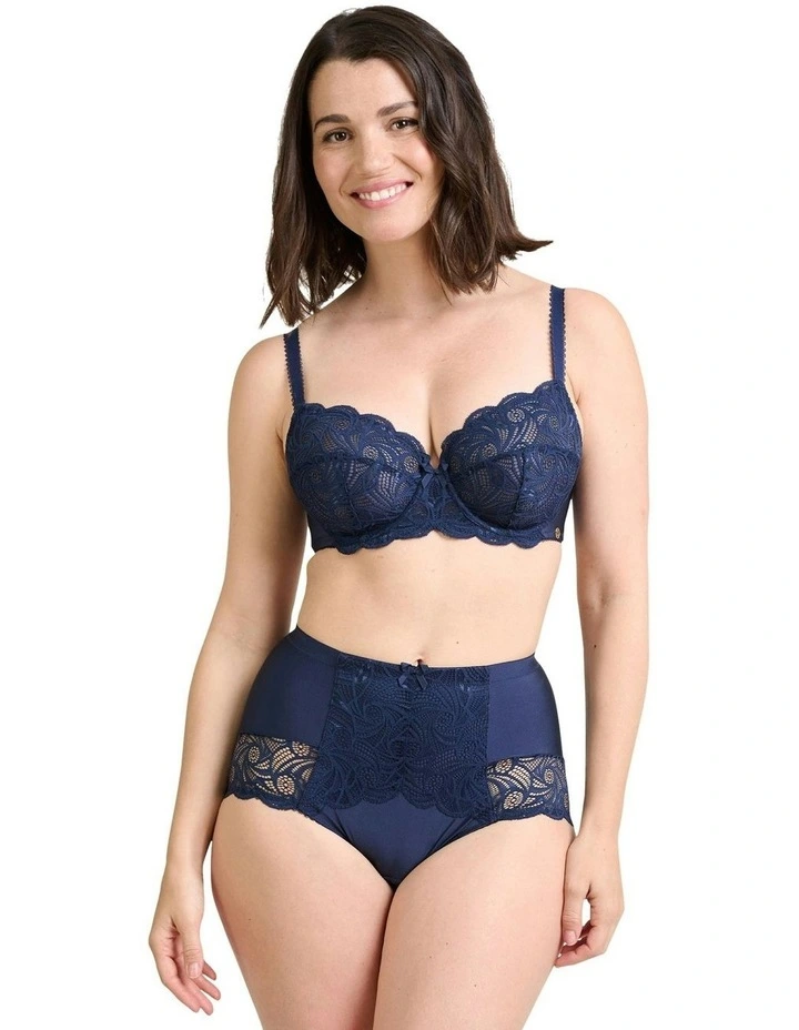 Ariane Lace And Microfiber High Waist Brief in Marine Blue image 4