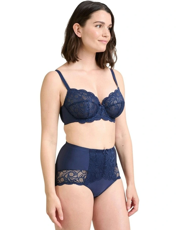 Ariane Lace And Microfiber High Waist Brief in Marine Blue image 6