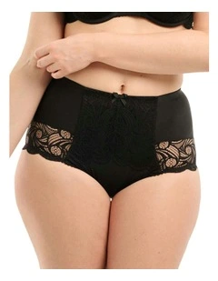 Ariane Lace and Microfiber High Waist Brief in Black