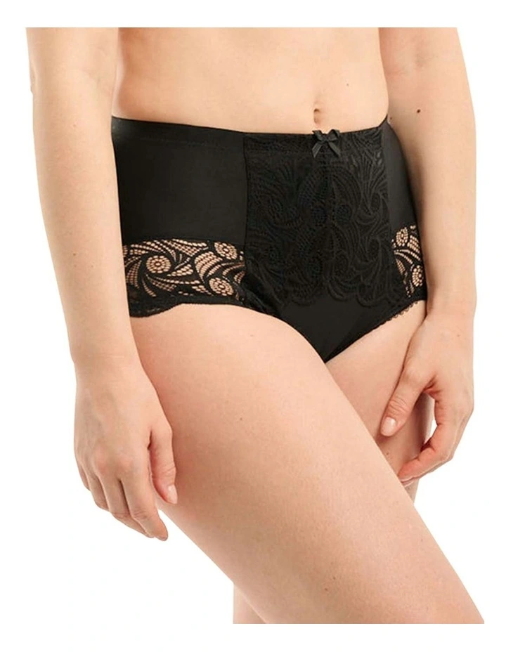 Ariane Lace and Microfiber High Waist Brief in Black image 5