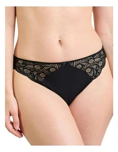 Ariane Essential Ribbed Microfibre Bikini Brief With Lace in Black