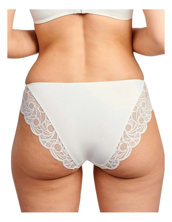 Ariane Essential Ribbed Microfibre Bikini Brief With Lace in Ivory image 2