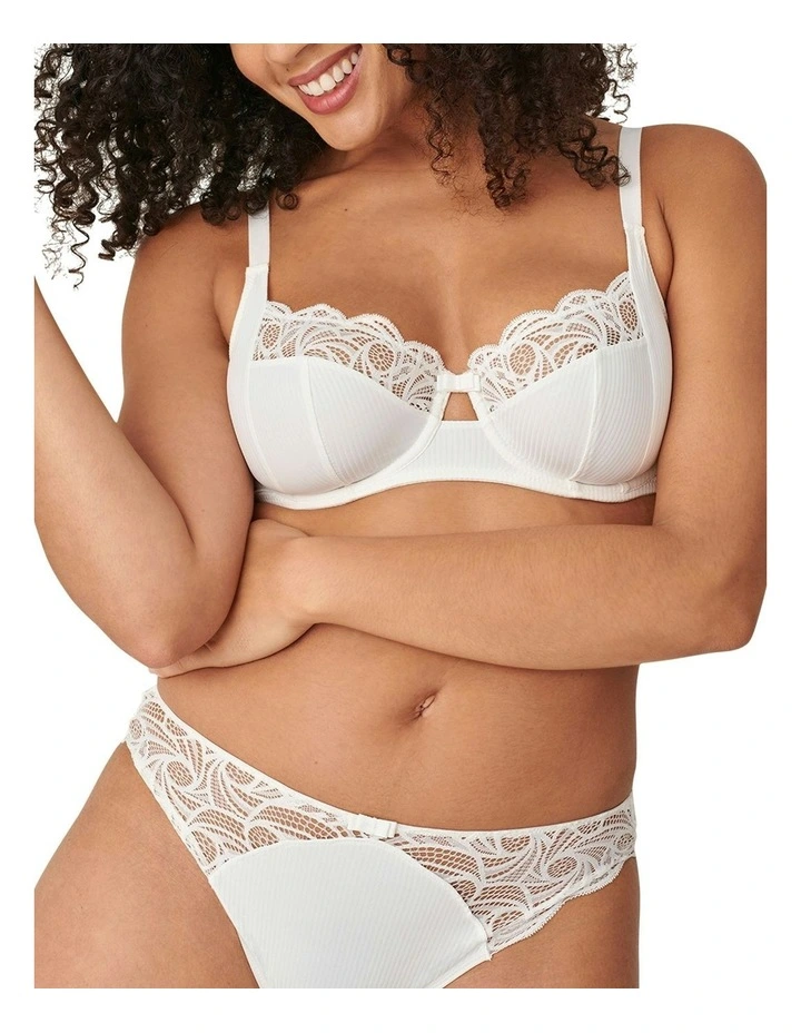 Ariane Essential Ribbed Microfibre Bikini Brief With Lace in Ivory image 3