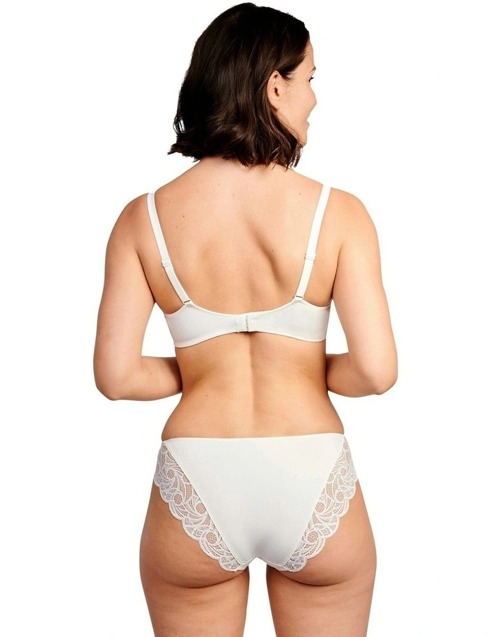 Ariane Essential Ribbed Microfibre Bikini Brief With Lace in Ivory image 5