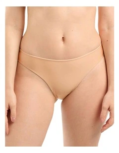 Unseen No Show Brazilian Style High Cut Tanga Brief in Blush-Beige