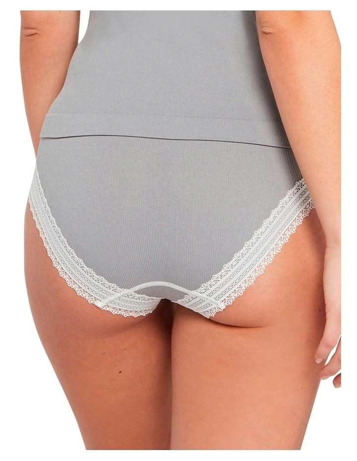 Agathe Ribbed Lace Trim Classic Brief in Grey image 2