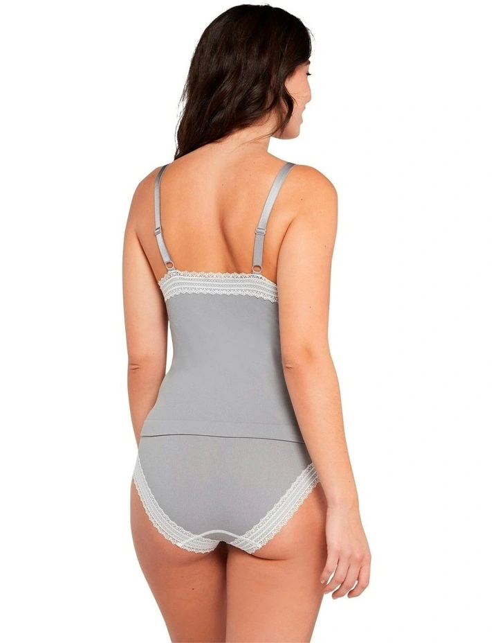 Agathe Ribbed Lace Trim Classic Brief in Grey image 4
