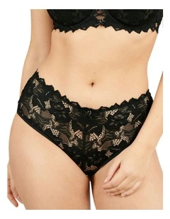 Arum Prima Mid Rise Sheer Stretch Lace Brief in Black