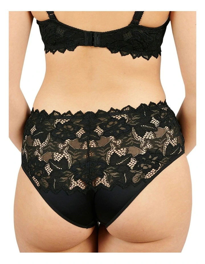 Arum Prima Mid Rise Sheer Stretch Lace Brief in Black image 2