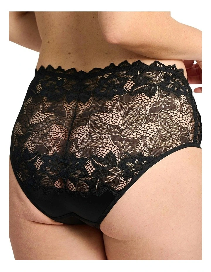 Arum Prima Mid Rise Sheer Stretch Lace Brief in Black image 4