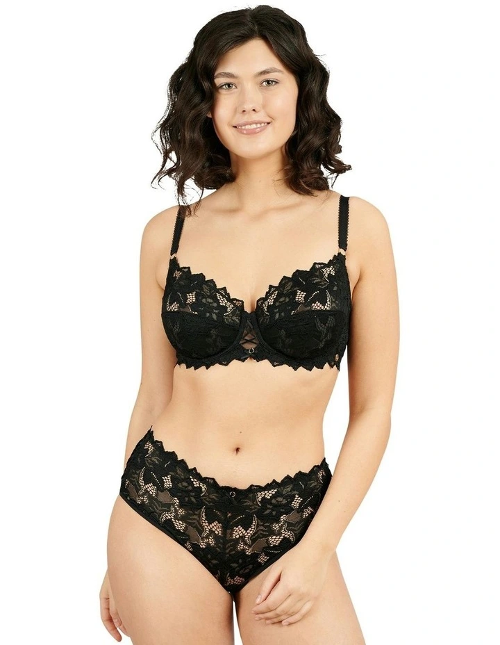 Arum Prima Mid Rise Sheer Stretch Lace Brief in Black image 5