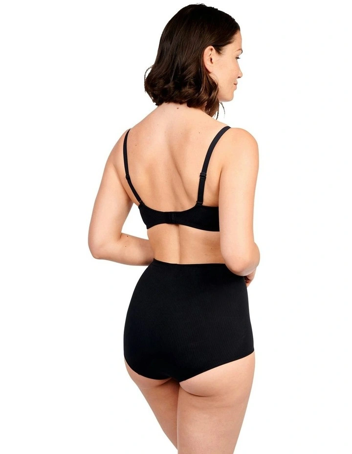 Ariane Essential Ribbed Microfibre High Waist Shaping Brief in Black image 4