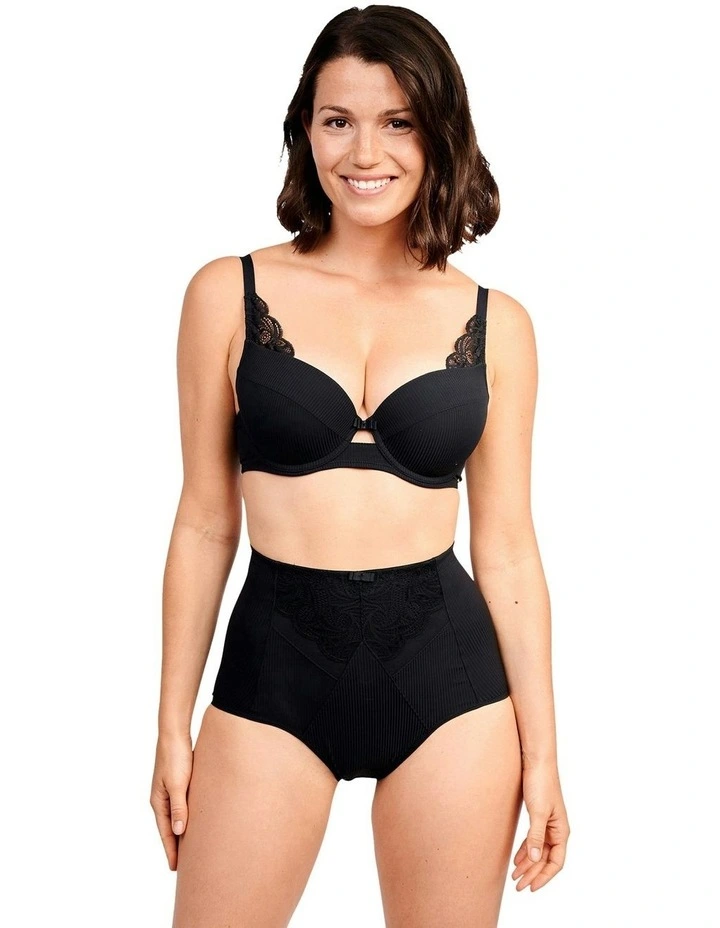 Ariane Essential Ribbed Microfibre High Waist Shaping Brief in Black image 5