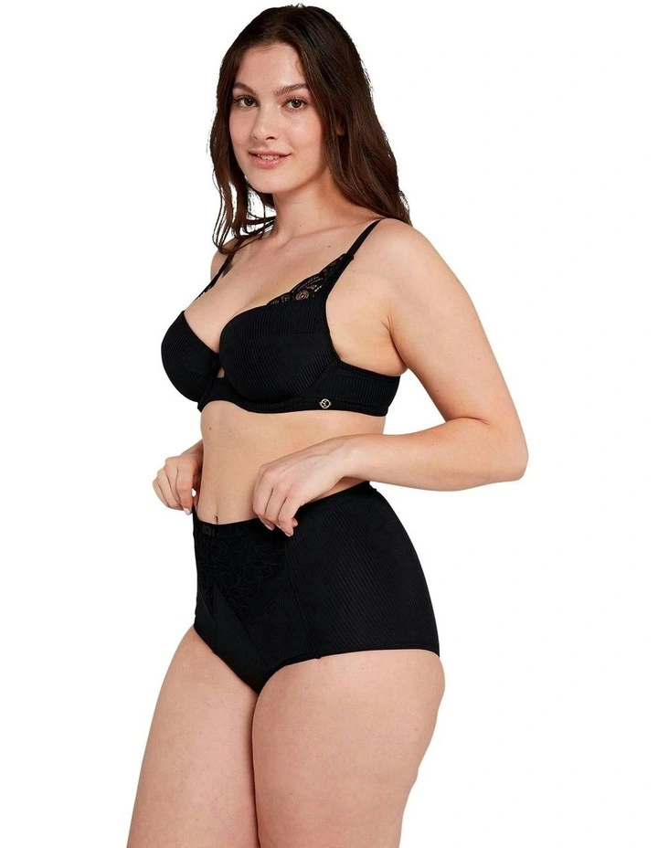 Ariane Essential Ribbed Microfibre High Waist Shaping Brief in Black image 6
