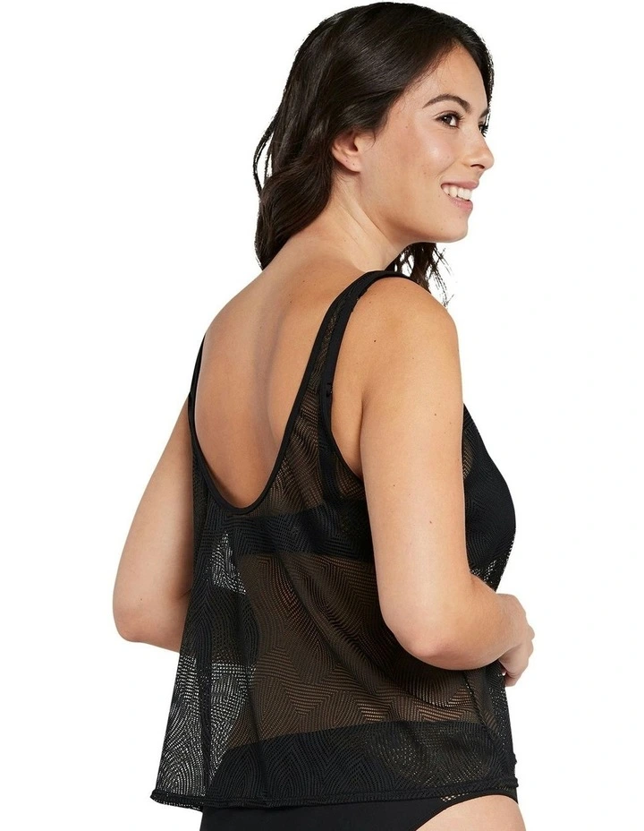 Thelma Sheer Lace Lingerie & Lounge Top in Black image 2