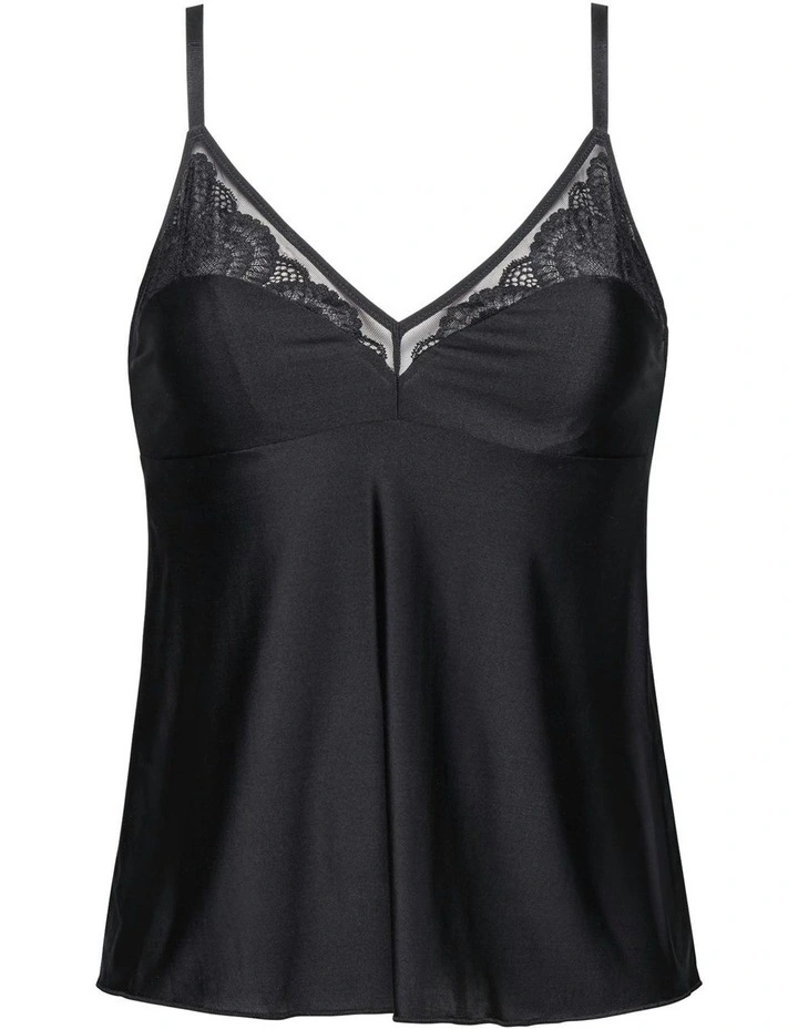 So Feminine Stretchy Camisole Top with Lace in Black image 6