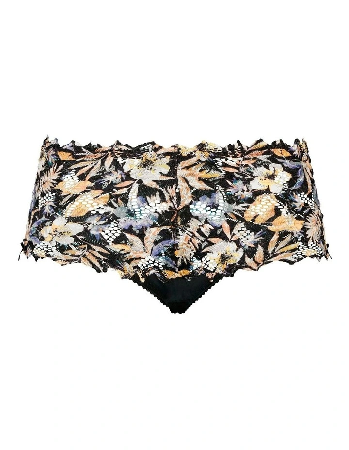 Arum Mosaic Mid-Rise Lace Brief in Black Background Floral Print image 7