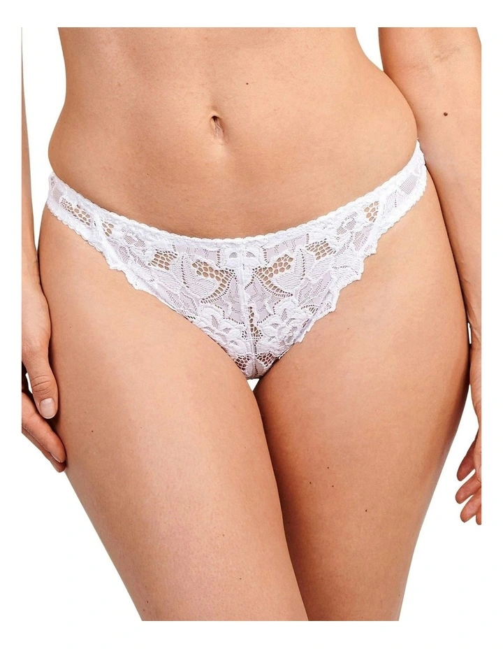 Arum Low Rise Scalloped Lace Thong in White image 1
