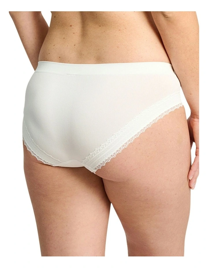 Agathe Ribbed Lace Trim Classic Brief in Ivory image 2