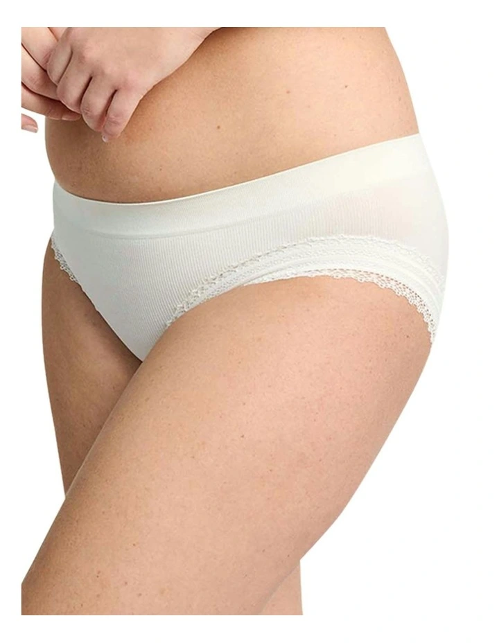 Agathe Ribbed Lace Trim Classic Brief in Ivory image 3