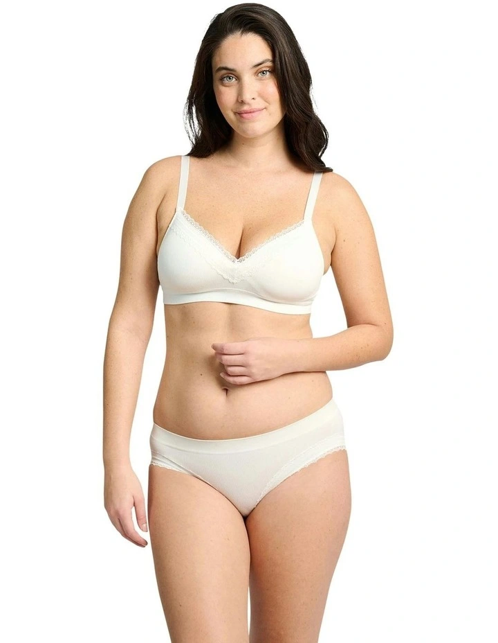 Agathe Ribbed Lace Trim Classic Brief in Ivory image 5