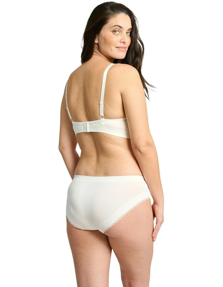 Agathe Ribbed Lace Trim Classic Brief in Ivory image 6
