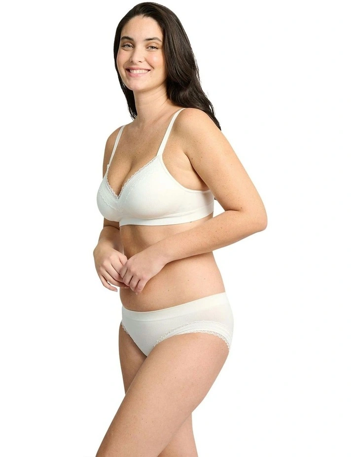 Agathe Ribbed Lace Trim Classic Brief in Ivory image 7