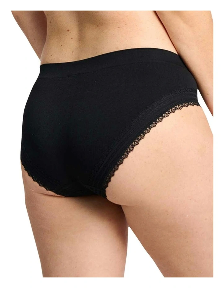 Agathe Ribbed Lace Trim Classic Brief in Black image 2