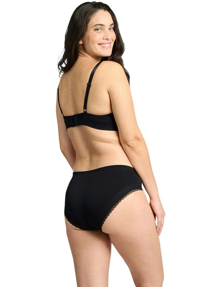 Agathe Ribbed Lace Trim Classic Brief in Black image 5