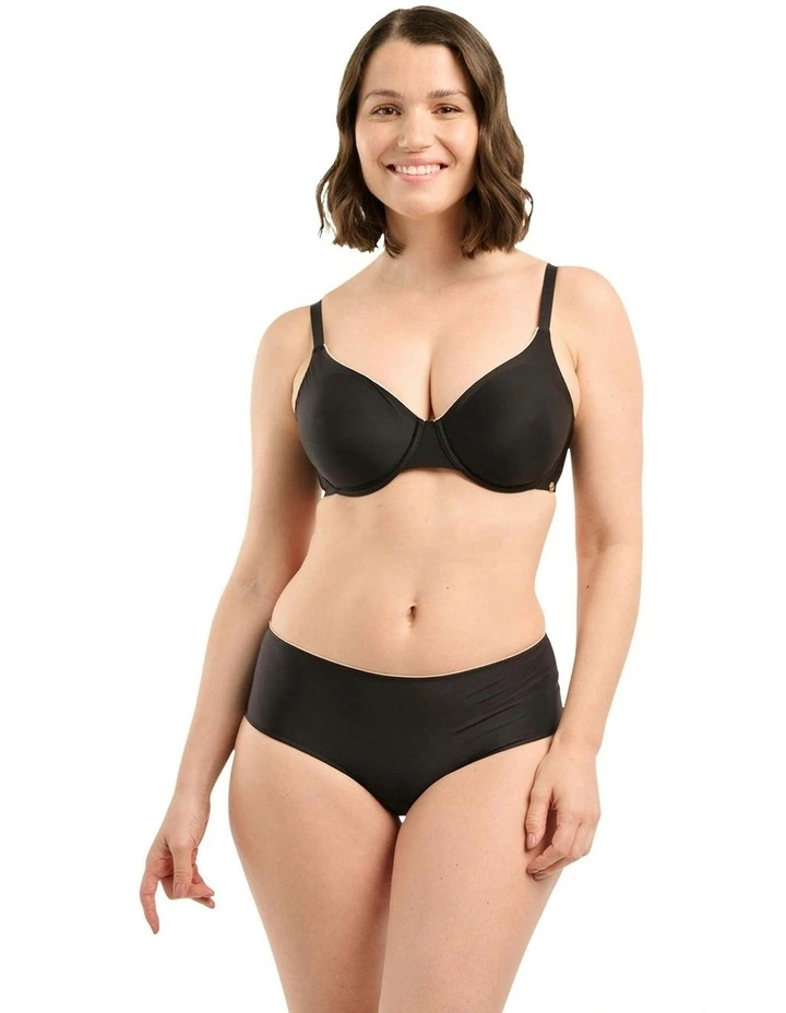 Unseen No Show Shorty Style Brazilian Brief in Black-Blush image 4