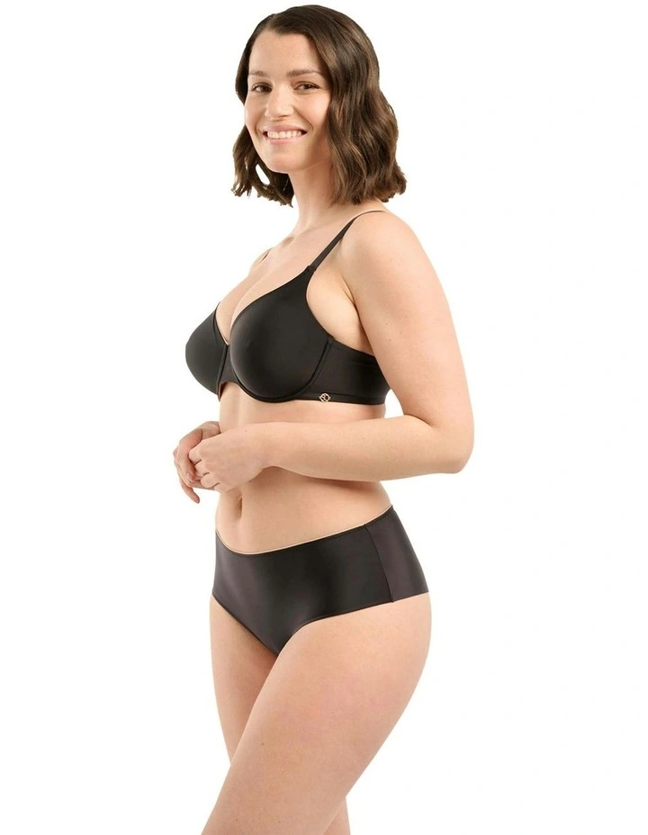 Unseen No Show Shorty Style Brazilian Brief in Black-Blush image 6