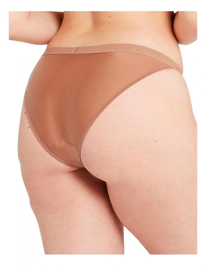 Arum Gloss Tanga Side Lace Hipster Brief in Mocha Mousse image 2