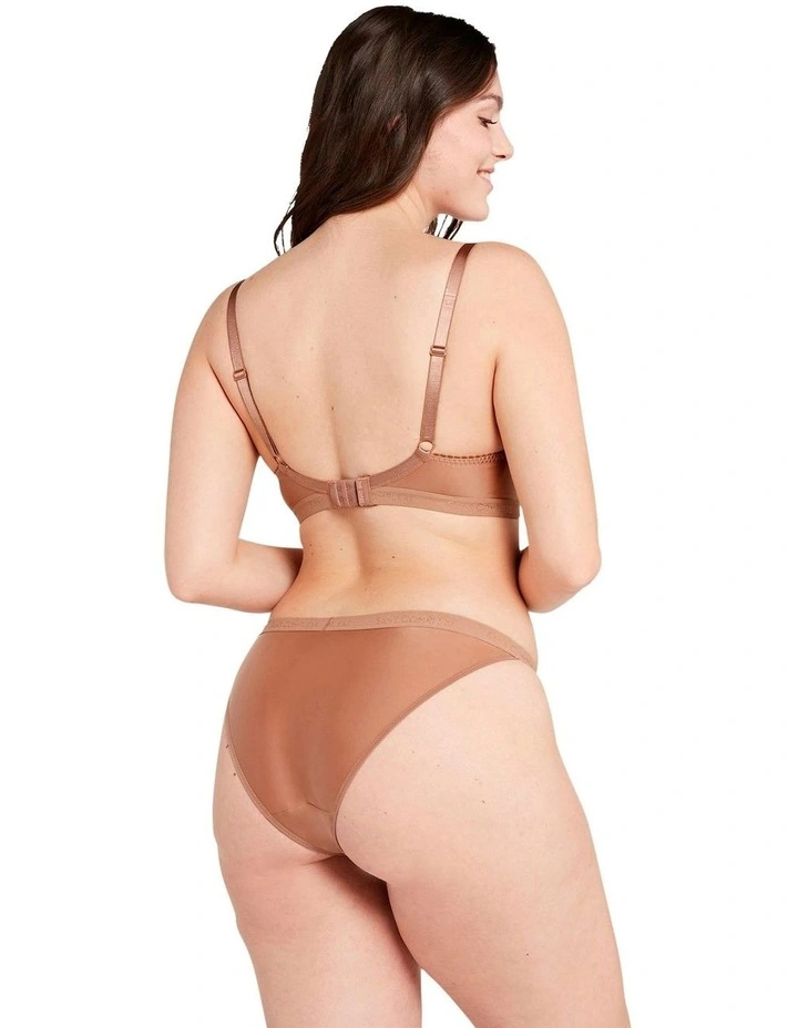 Arum Gloss Tanga Side Lace Hipster Brief in Mocha Mousse image 5