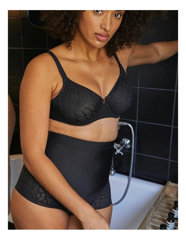 Perfect Curves Smooth Lace Bikini Brief in Black image 3