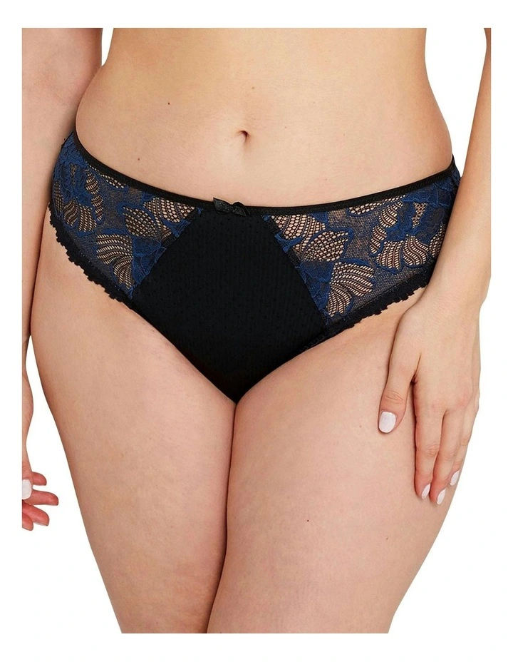 Capucine Low Rise Two-Tone Lace Brief in Black/Blue image 1