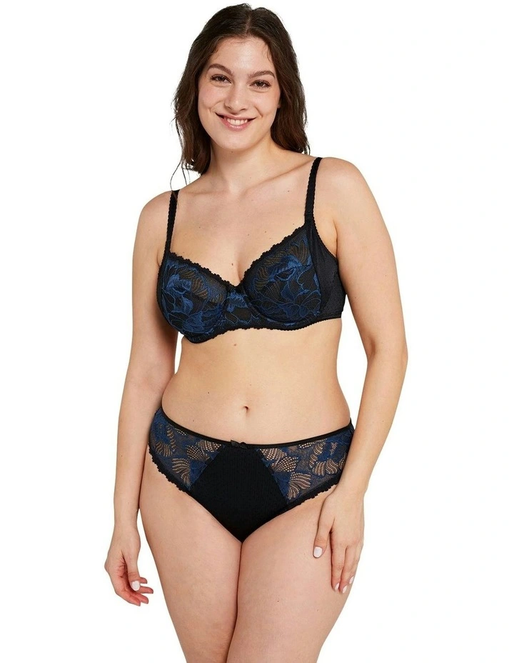 Capucine Low Rise Two-Tone Lace Brief in Black/Blue image 4