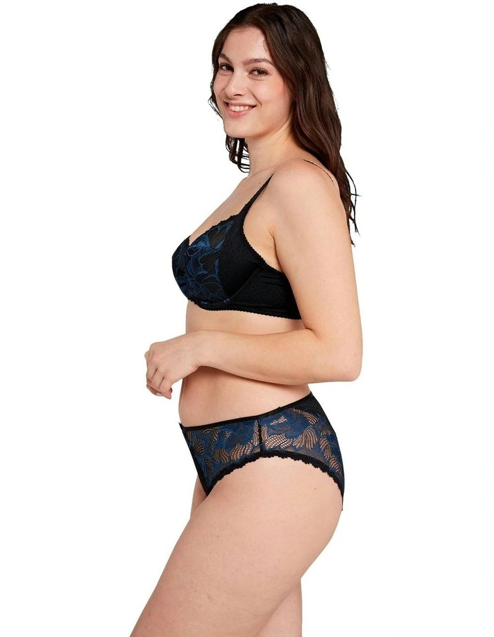 Capucine Low Rise Two-Tone Lace Brief in Black/Blue image 5