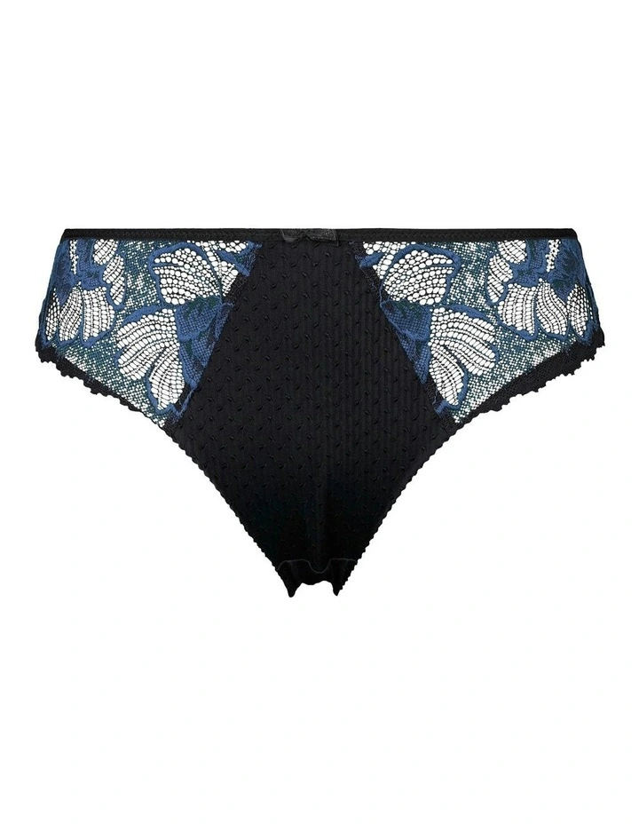 Capucine Low Rise Two-Tone Lace Brief in Black/Blue image 7