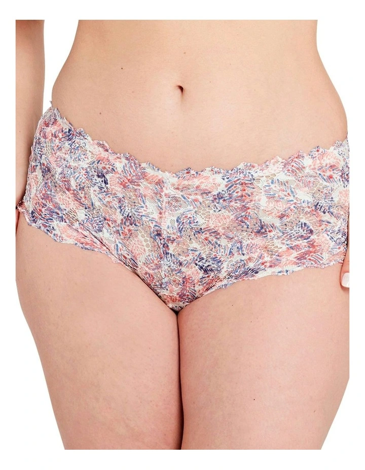 Arum Mosaic Mid-Rise Lace Brief in Graphic Leaf Print image 1