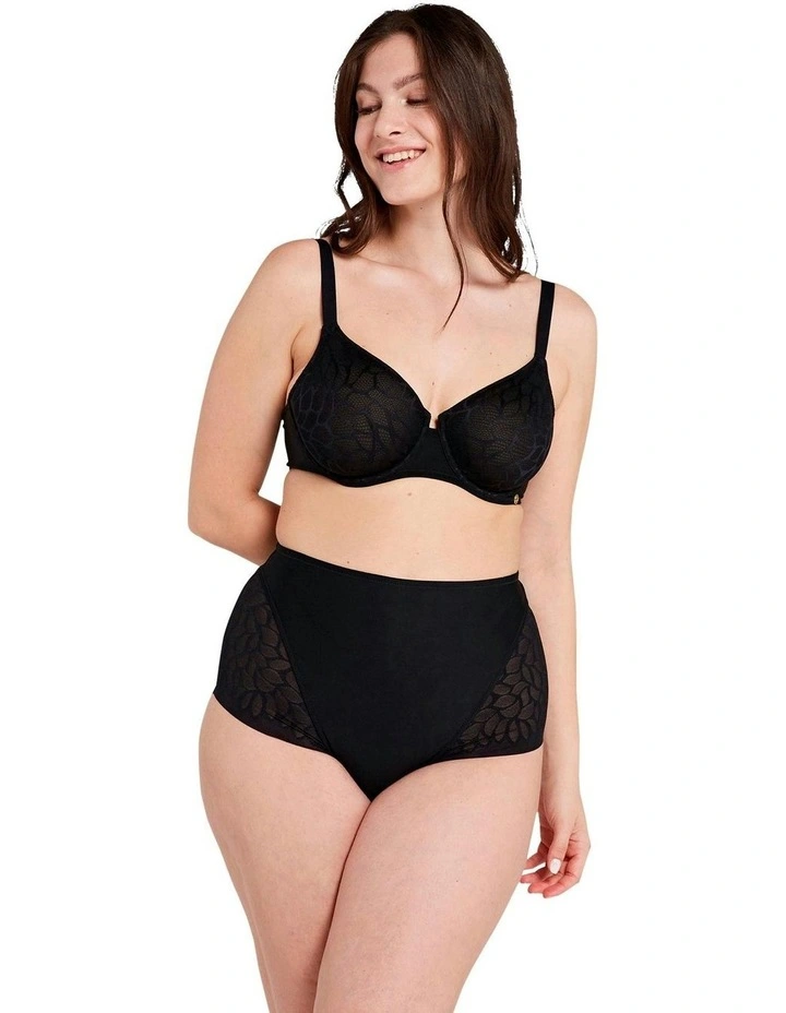 Perfect Curves High Waist Lace Shaping Brief in Black image 2