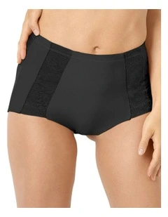 Perfect Shape High Waist Lace & Microfiber Brief in Black