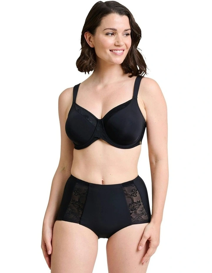 Perfect Shape High Waist Lace & Microfiber Brief in Black image 4