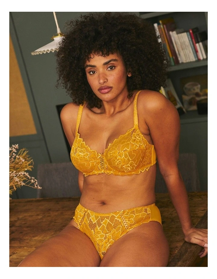 Arum Mid-Rise Lace Brief in Golden Apricot image 3