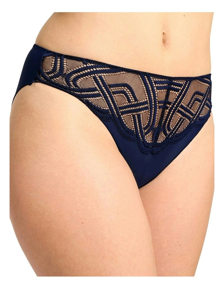Elise Microfibre and Lace Hipster Brief in Marine Blue image 4