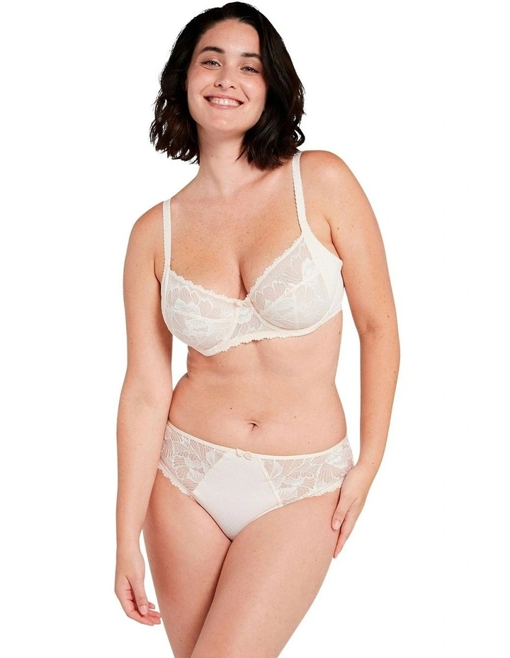 Capucine Low Rise Two-Tone Lace Brief in Ivory/Pink image 4
