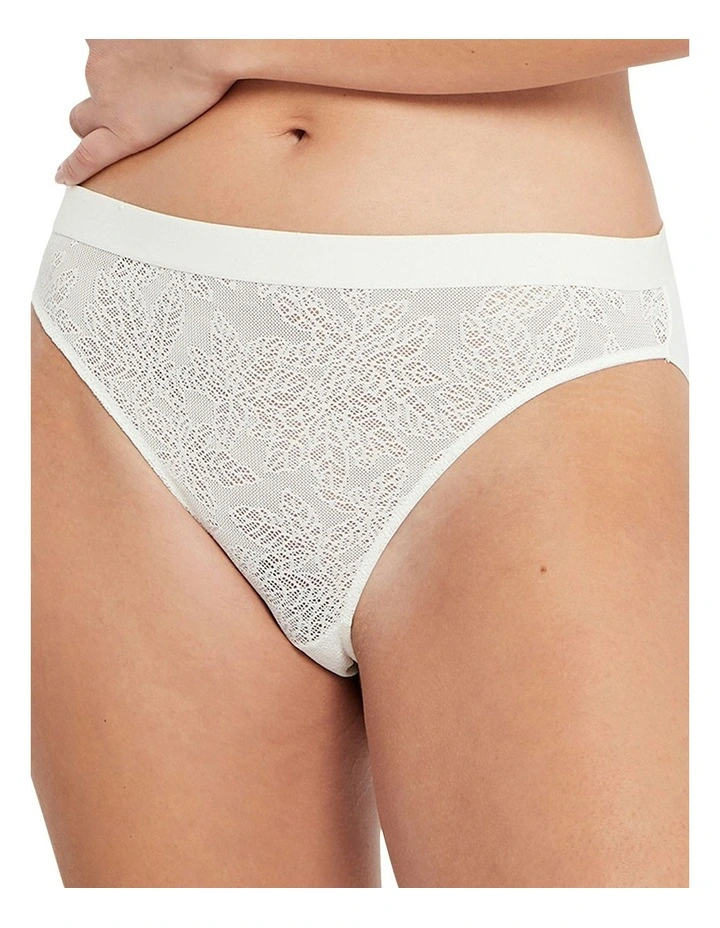 Joline High Leg Lace Front High Waist Brief in Chalk image 1