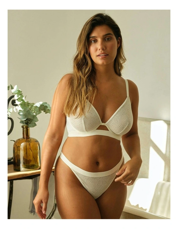 Joline High Leg Lace Front High Waist Brief in Chalk image 3